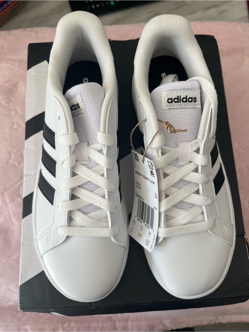 adidas White Sneakers with Black Three-Stripes